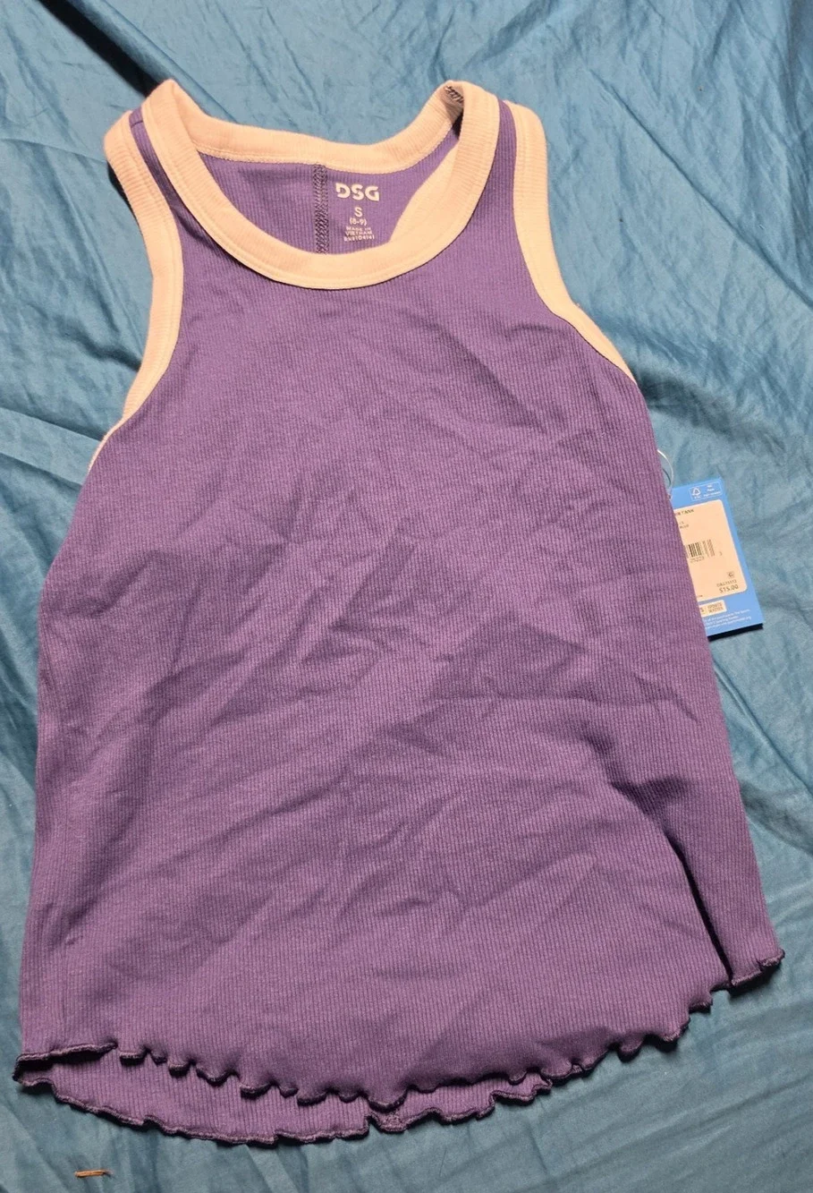 DSG Girls Small Indigo Blue Cotton Rib Tank NWT
